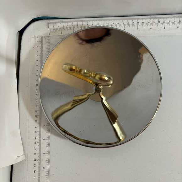 Vintage MCM mid century modern silver & gold serving decorative plate - Picture 8 of 10